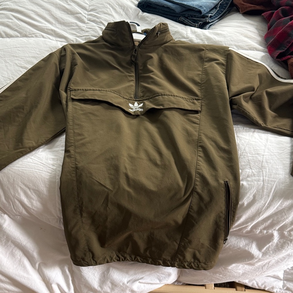 Adidas Khaki Green Half-Zip Jacket